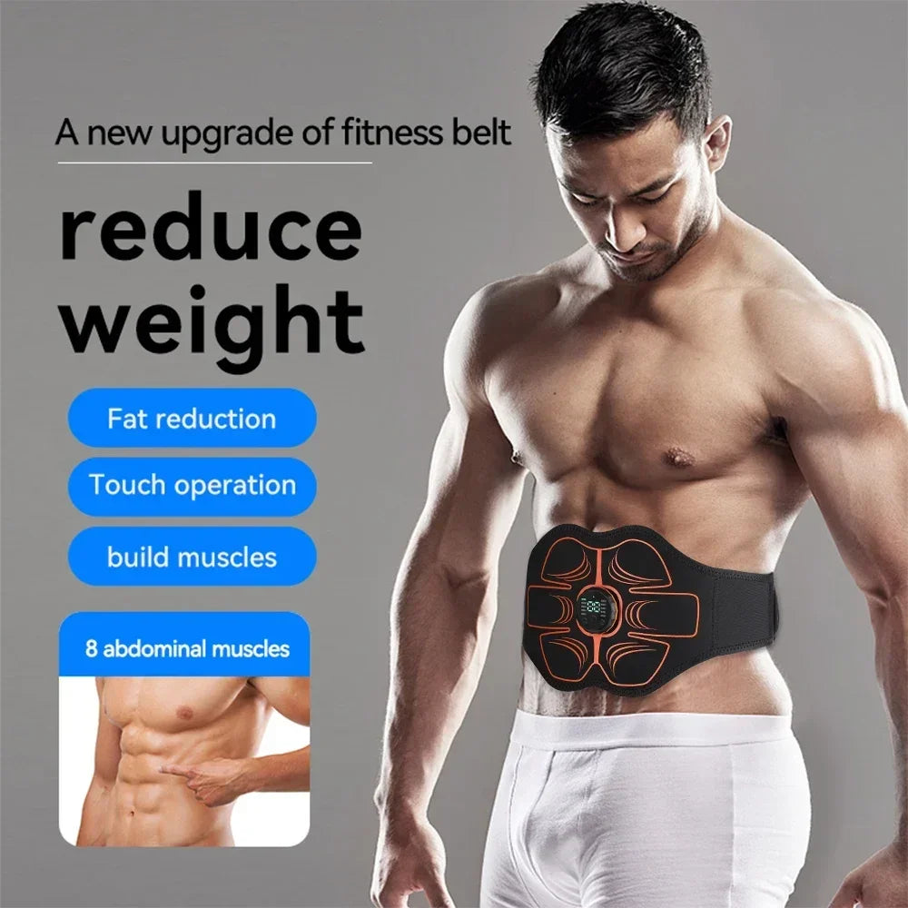 EMS Abdominal Trainer Belt – 10 Modes, LCD, USB-C Rechargeable