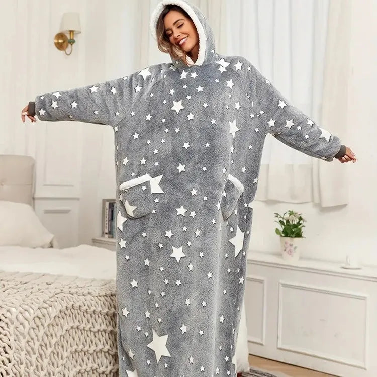 Women's Hooded Blanket Pullover – Warm Thickened Winter Homewear