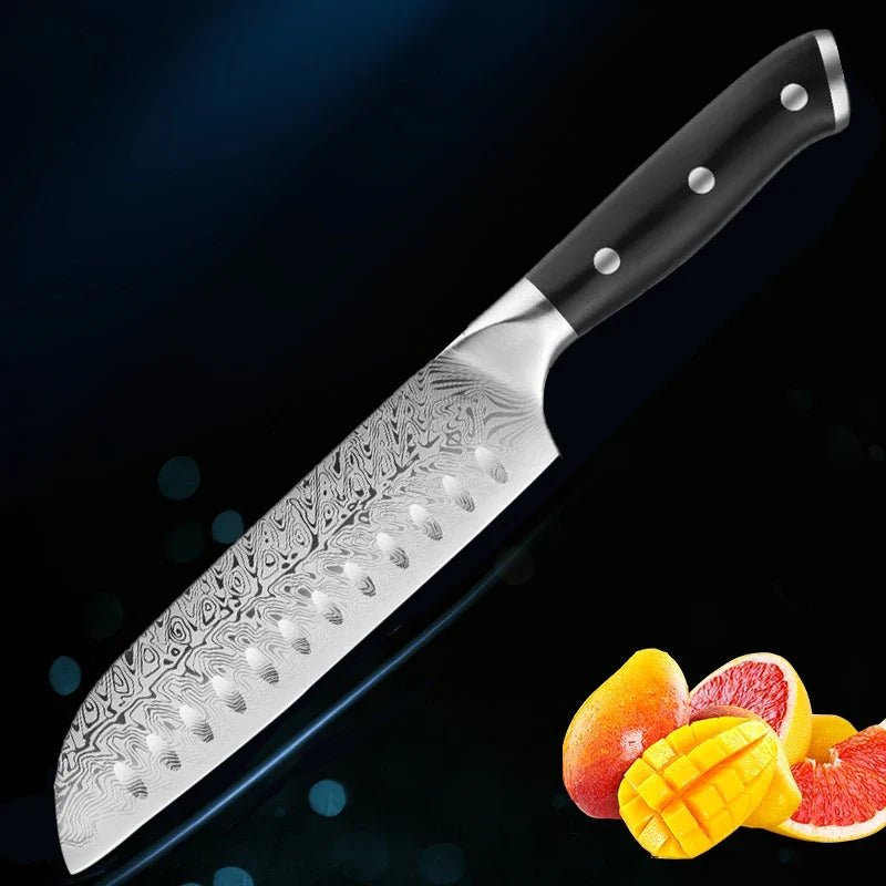 Damascus Steel Santoku Knife – Japanese Kitchen Cleaver