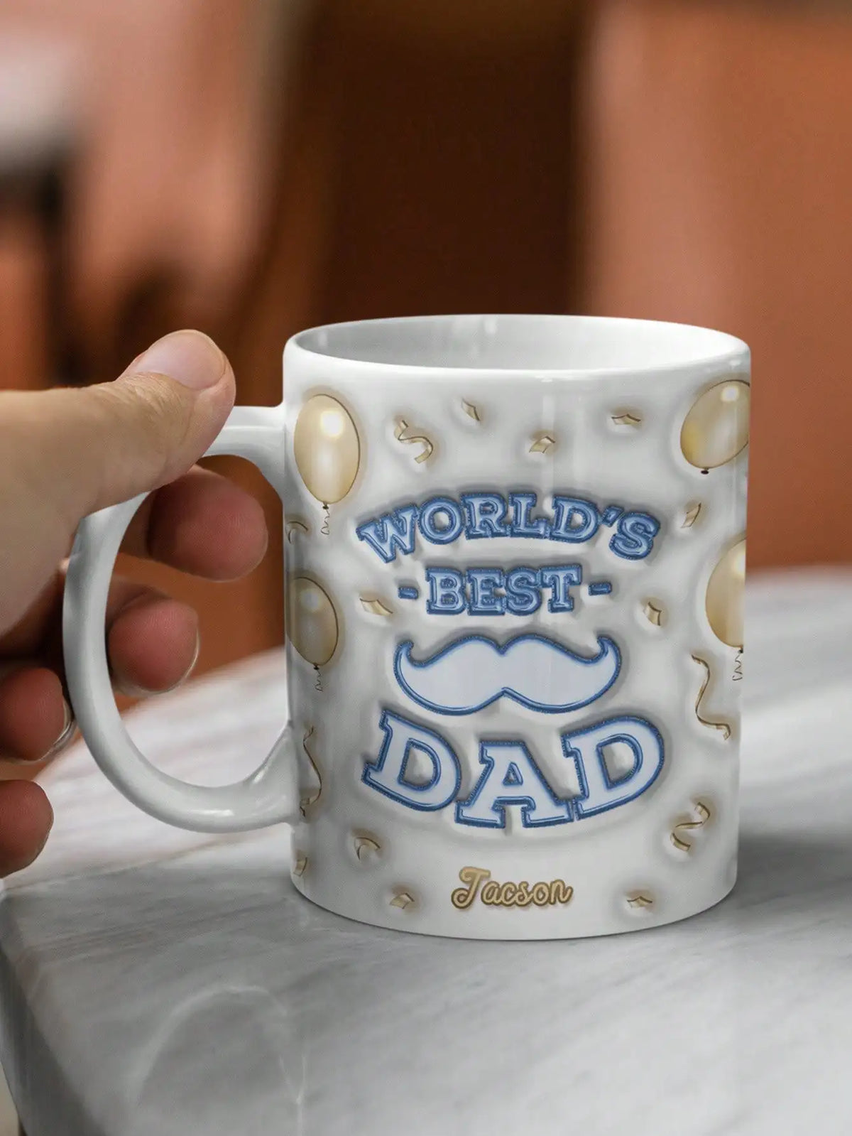 Personalized 3D Dad Mug – Custom Photo & Name Coffee Cup
