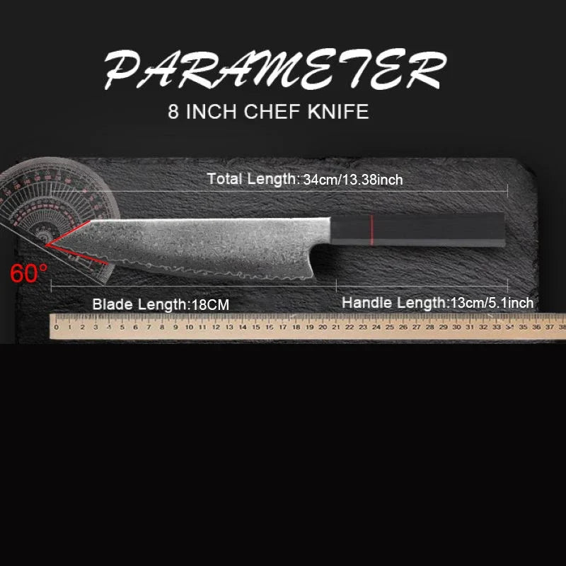 Damascus Steel Kitchen Knife – Japanese Chef Knife | 18cm