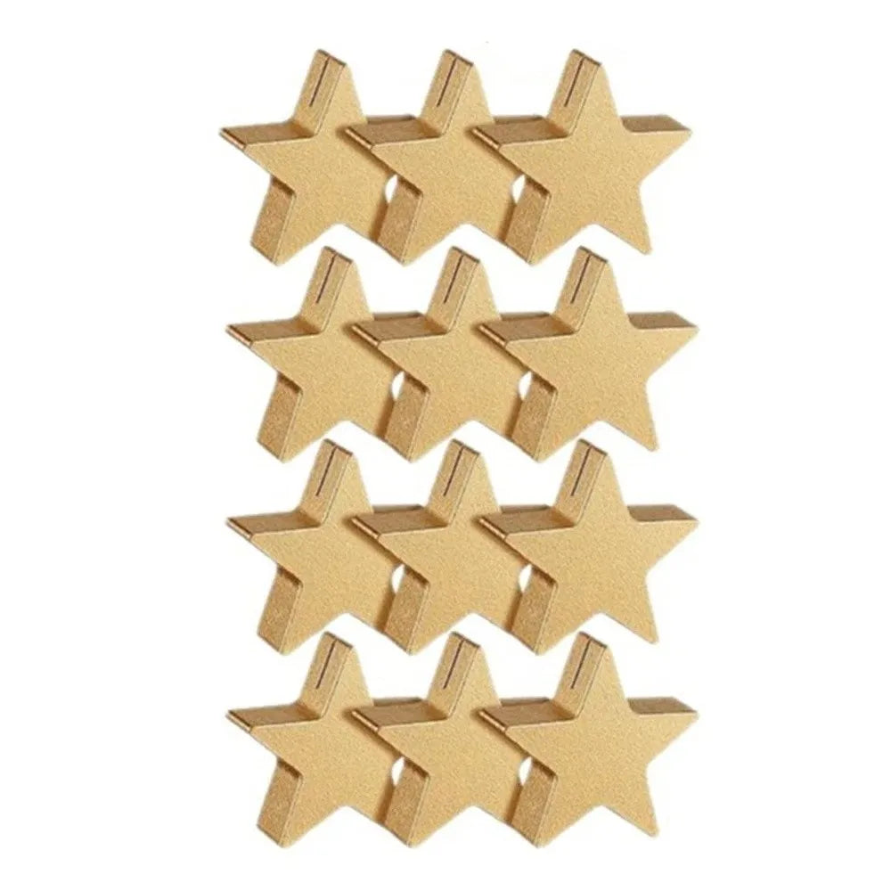 12PCS Gold Star Heart Table Number Card Stands | Photo Clips