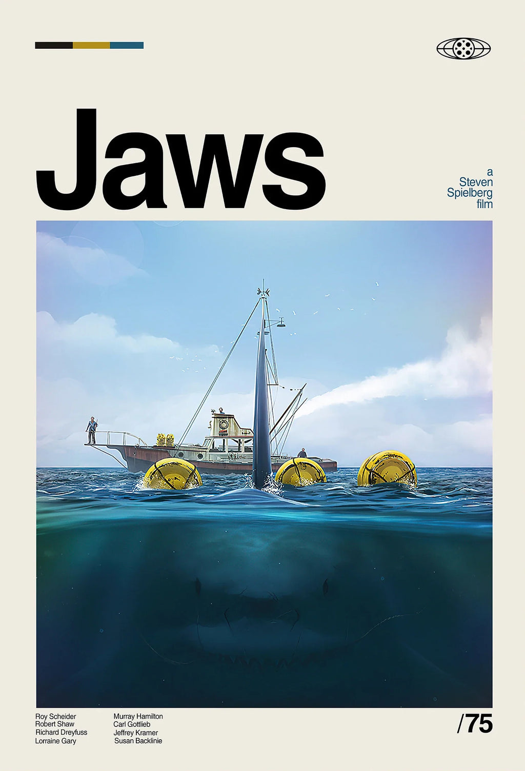 Jaws Shark Canvas Wall Art Poster – Classic Movie Home Decor