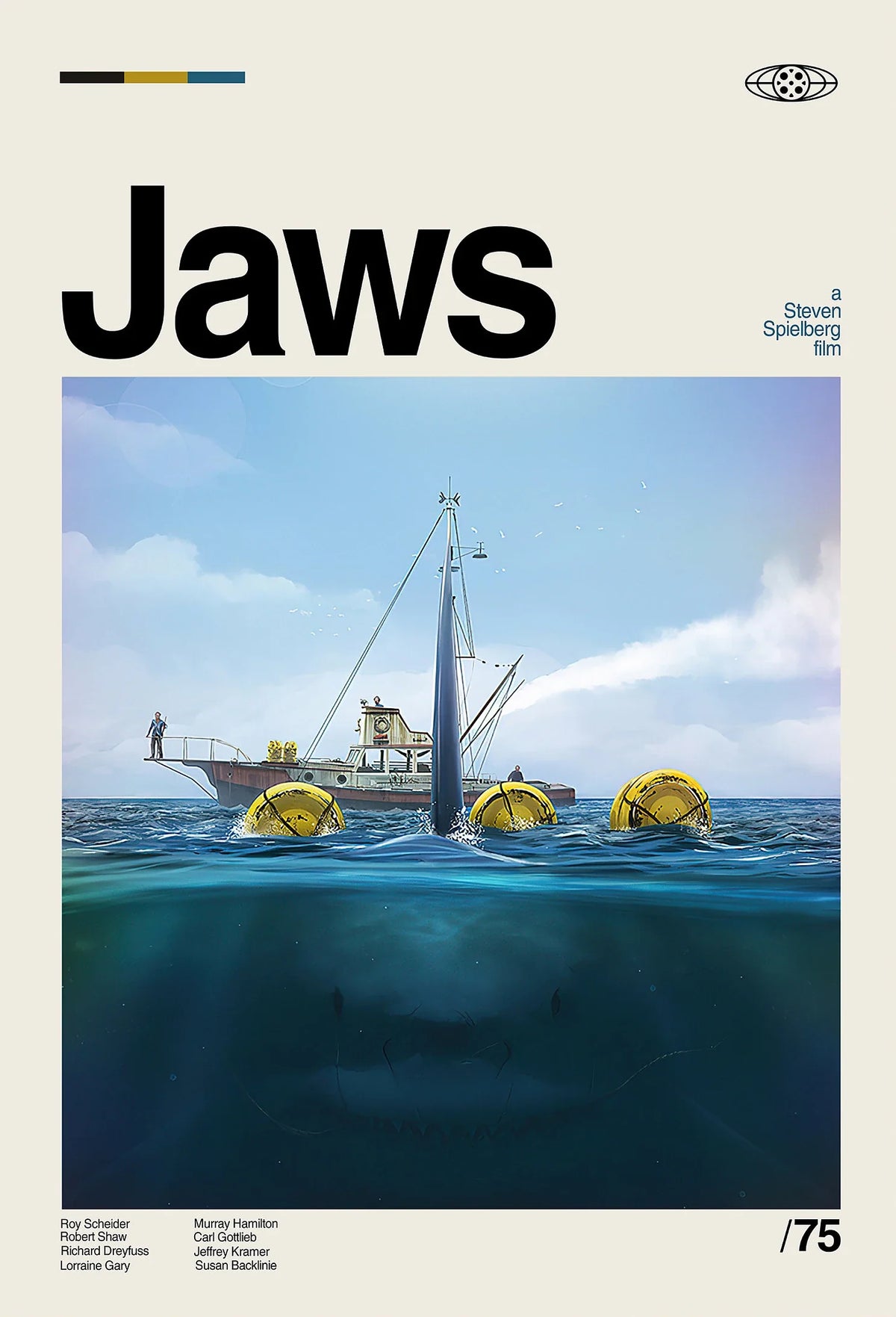 Jaws Shark Canvas Wall Art Poster – Classic Movie Home Decor