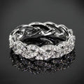 Huitan Twist Ring Women – Silver Pavé CZ Wedding Band