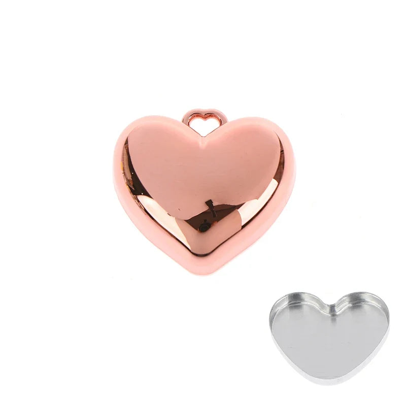 Heart Shape Mini Empty Blush Compact with Mirror & Keychain