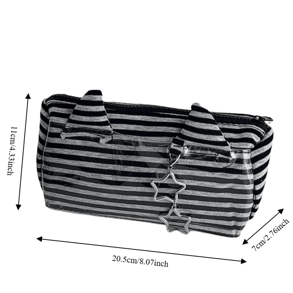 Large Capacity Striped Pencil Case – Rabbit Ear Pouch