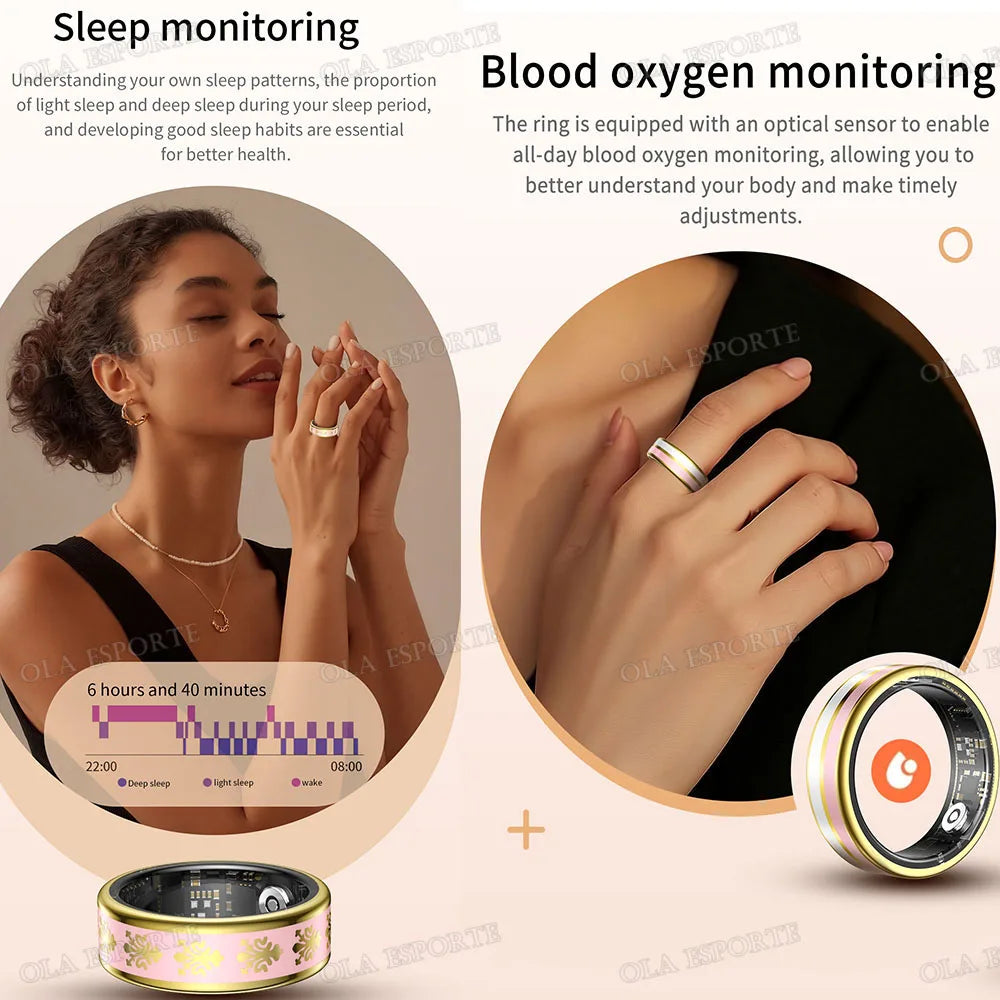Bluetooth Smart Ring – Heart Rate, SpO₂ & Sleep Tracker