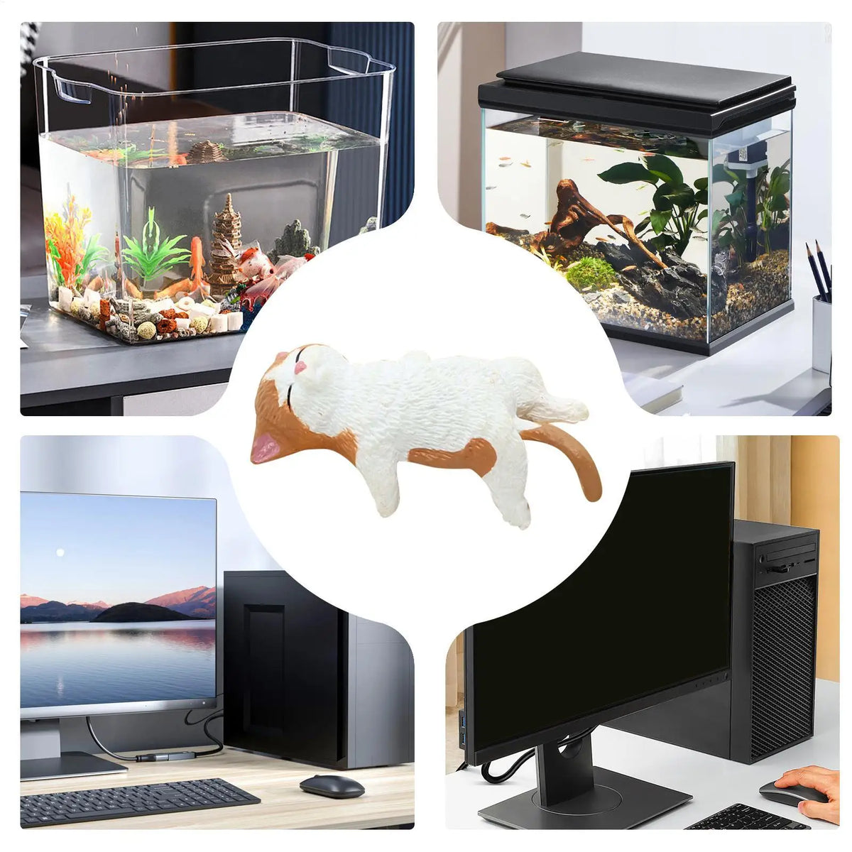 Miniature Cat Figurines – Kitten Desktop Decor Statues PVC