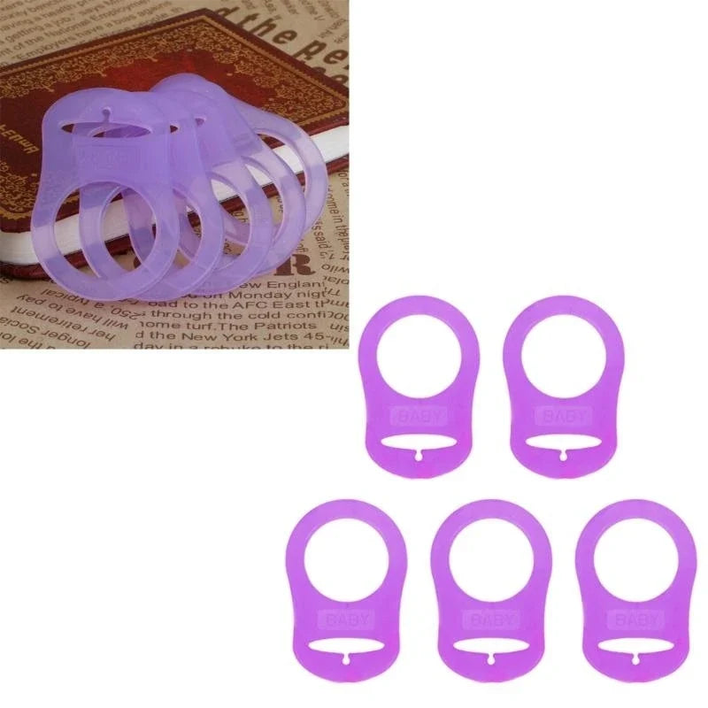 5pc Silicone Pacifier Holder Clip Adapter Rings – Baby DIY