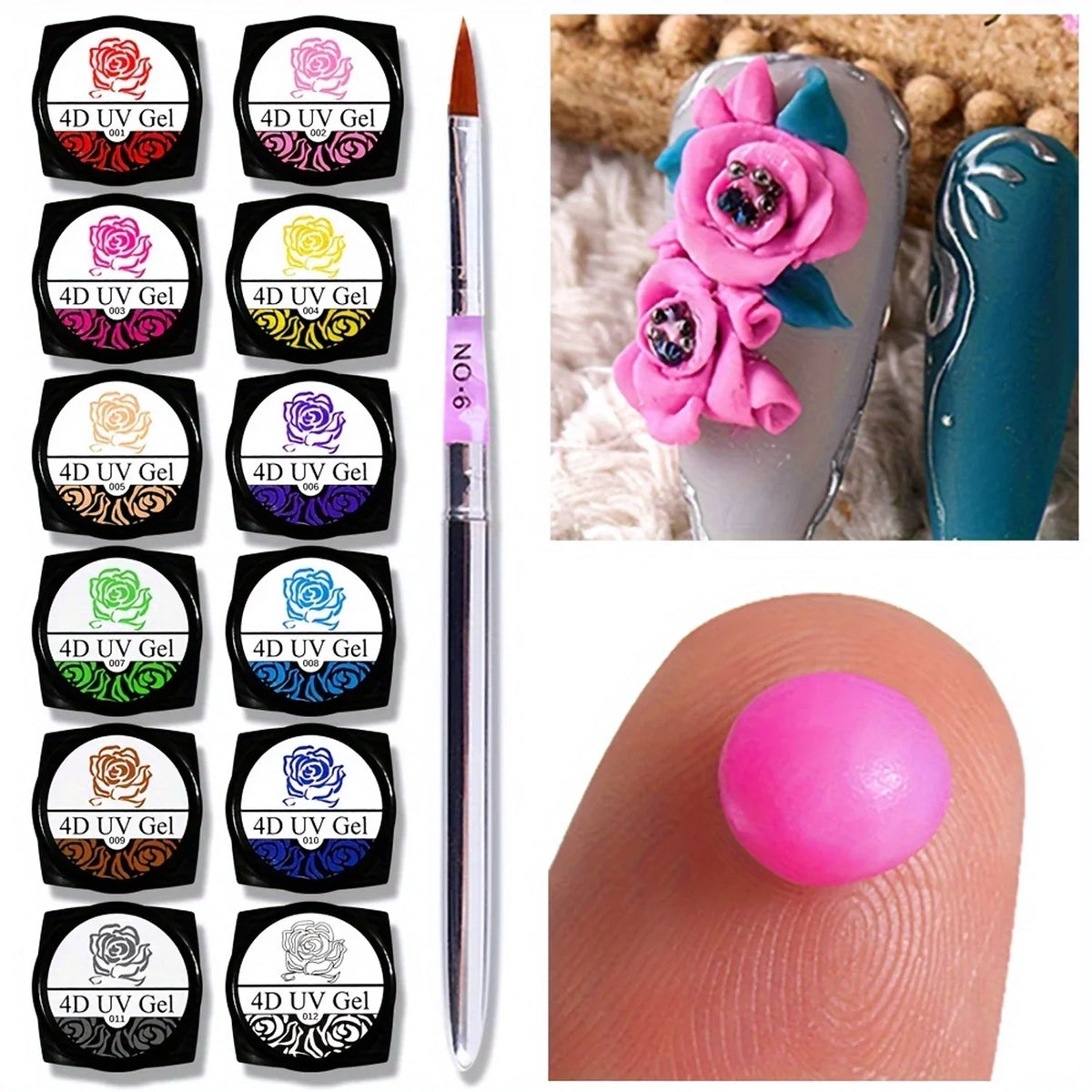 Nail Art Accessories Carving Gel Supplies 3D 4D Model Carved