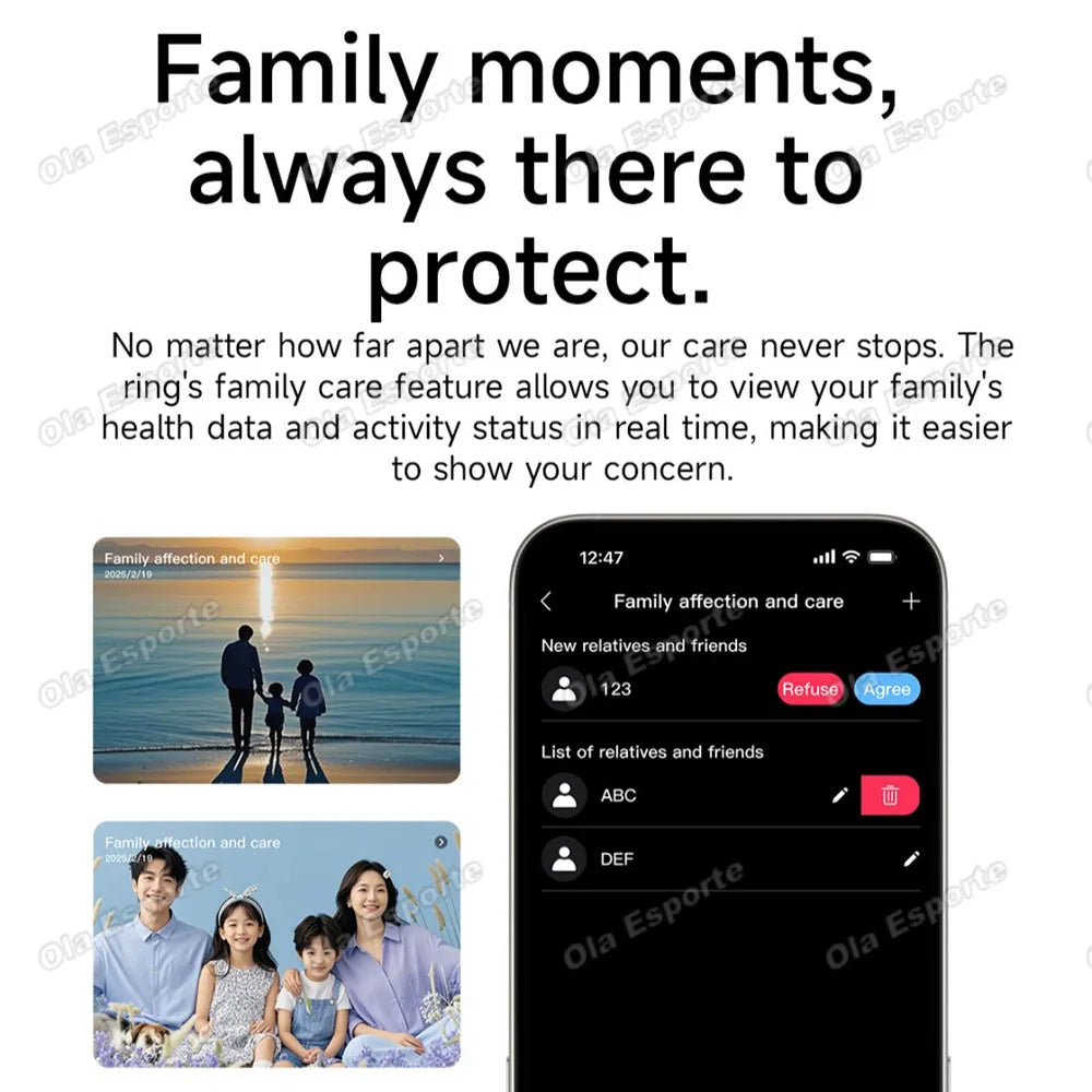 2026 Smart Ring Men Women Charging Case Call Reminder Heart Rate