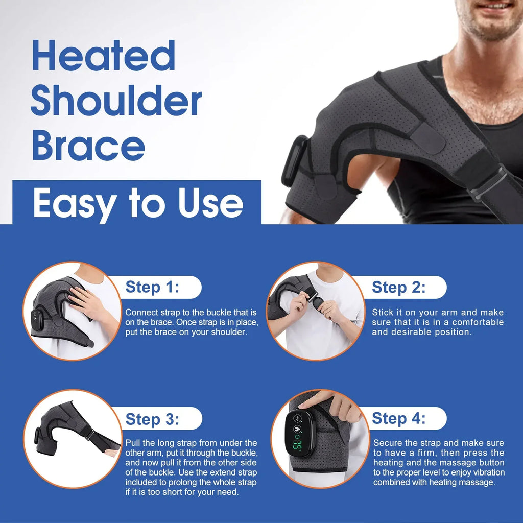 Electric Heated Shoulder Wrap – Adjustable Massaging Brace Shawl