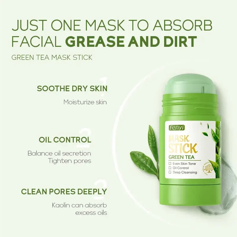 Face Clean Mask Green Tea Cleansing Stick Shrink Pores Deep Blackhead