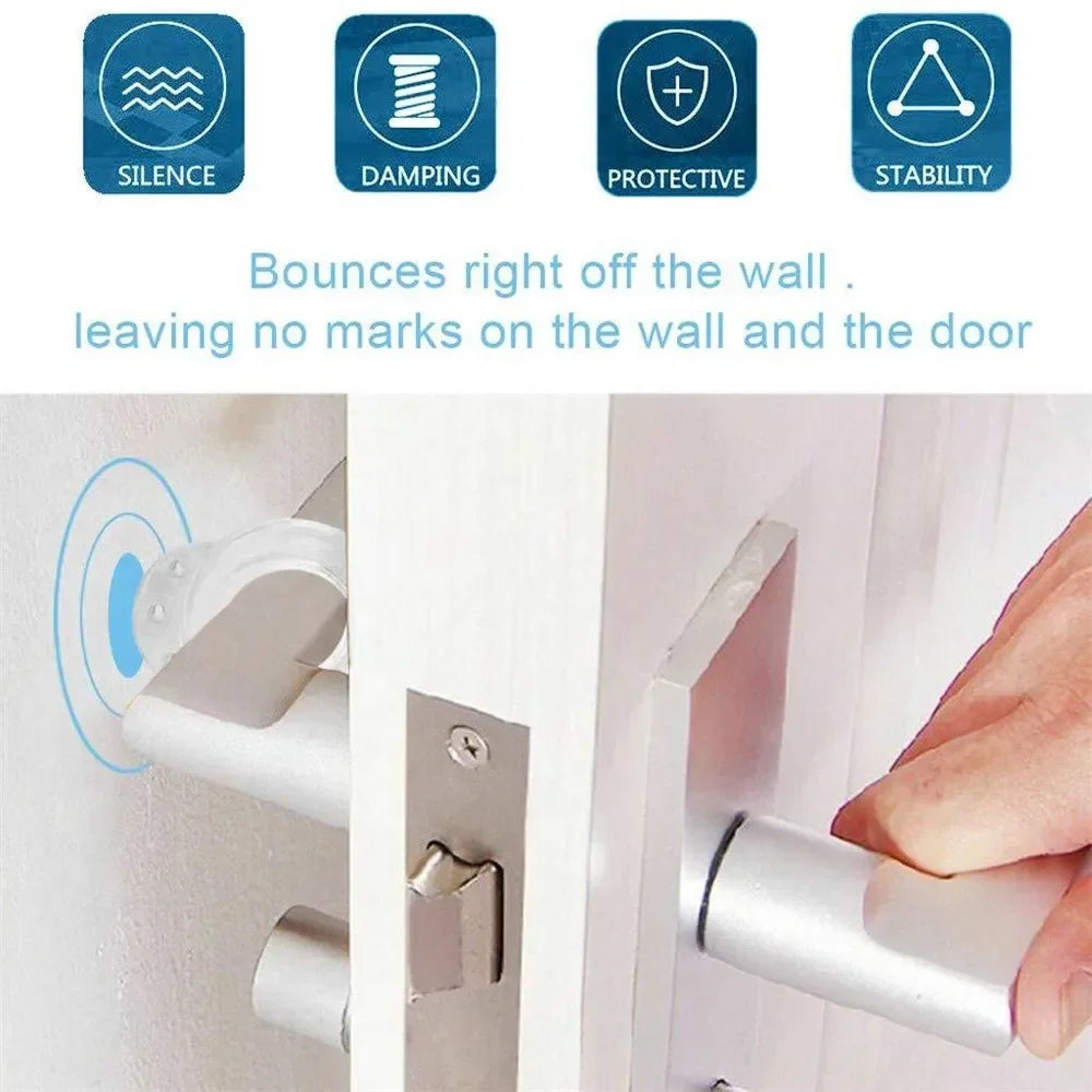 No-Drill Transparent Silicone Door Stopper Wall Protector 4-Pack