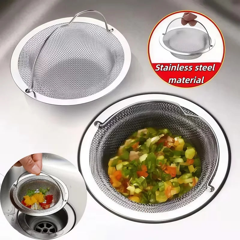 Stainless Steel Sink Strainer with Handle | 4-Inch, 1–6 Pack