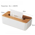 Bamboo Lid Plastic Tissue Box Organizer Rectangular Paper Towel