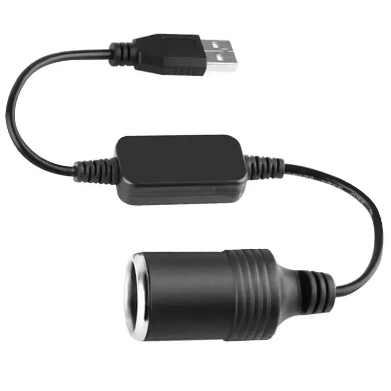 USB to 12V Cigarette Lighter Socket Adapter – 5V 2A Converter