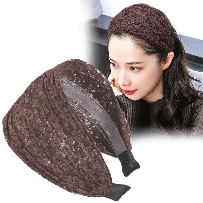Flower Lace Mesh Wide Headband for Women & Girls