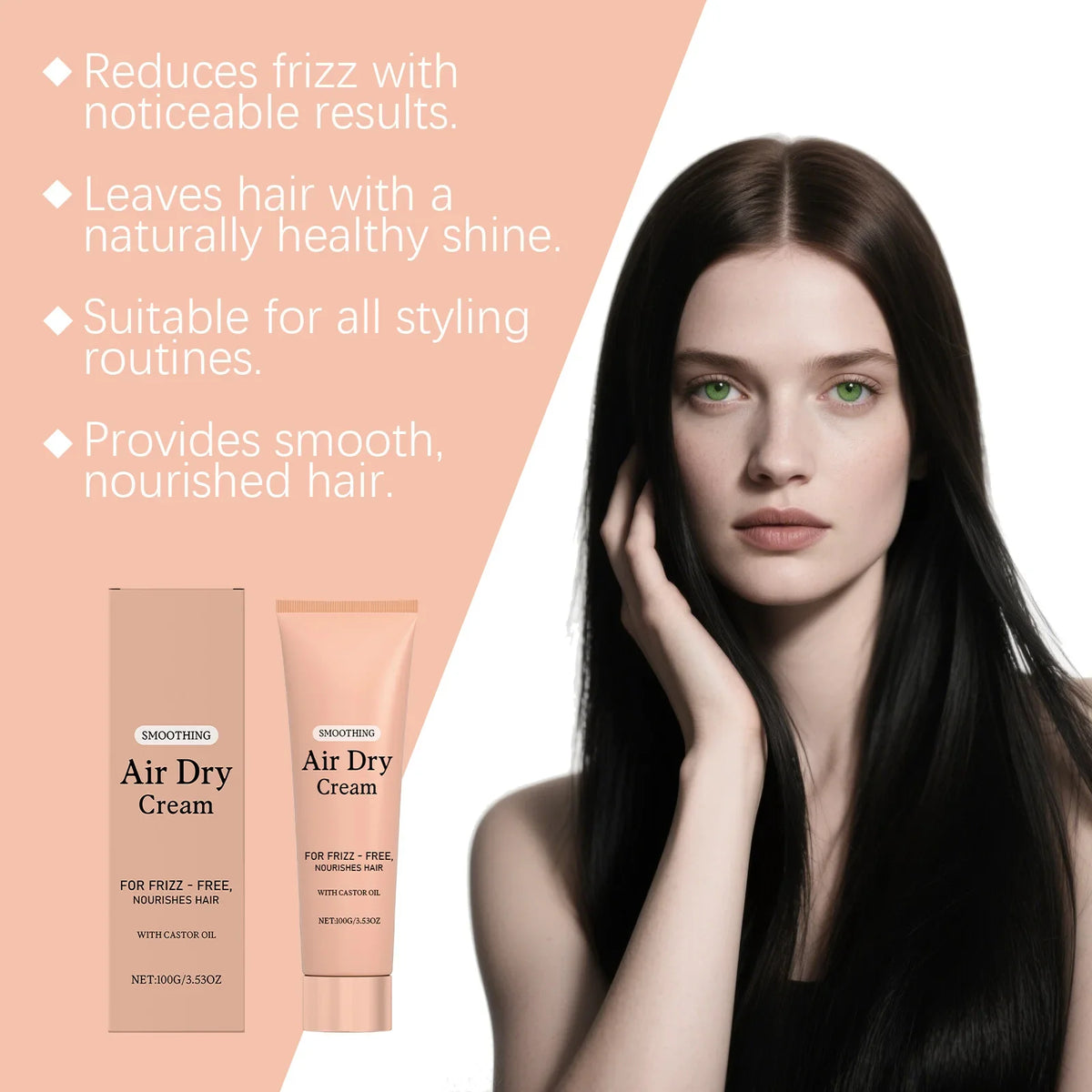 Keratin Air Dry Cream – Castor & Coconut Oil Frizz Control