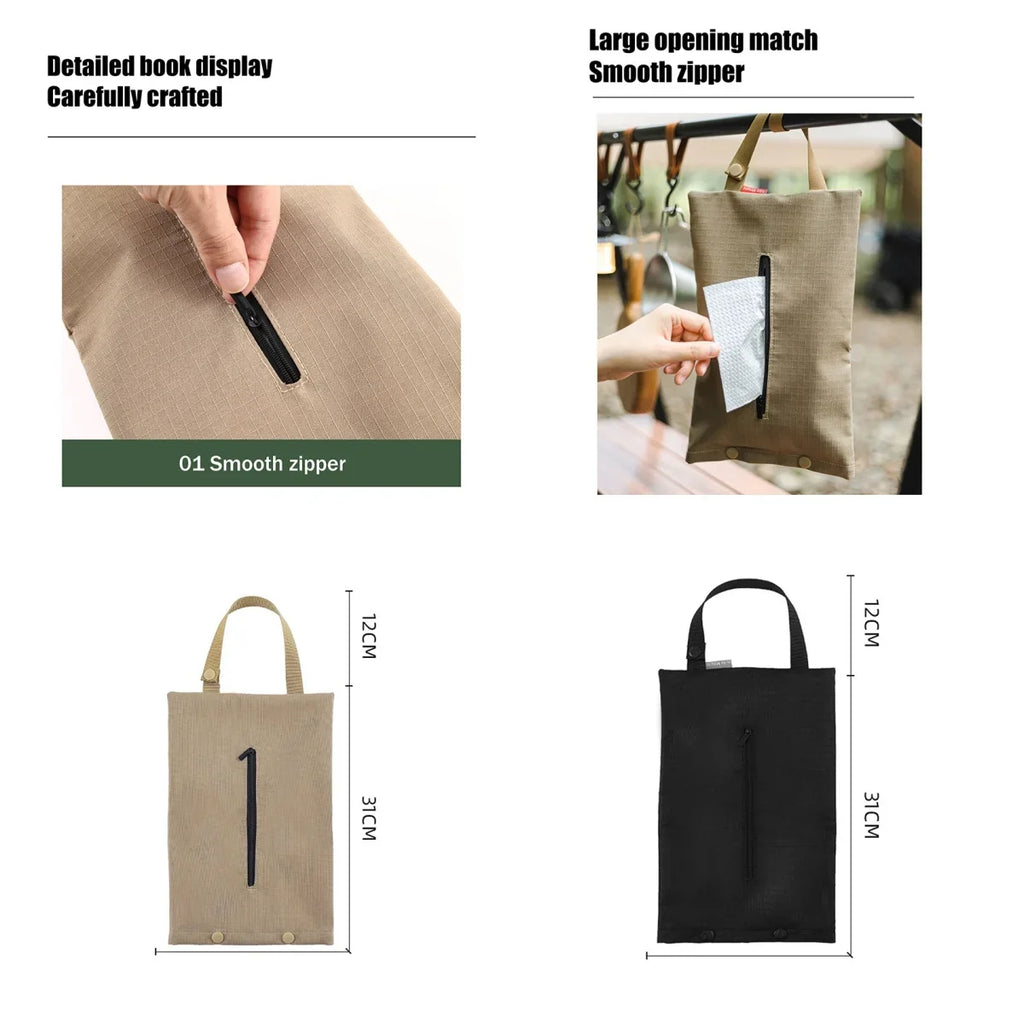 Hanging Napkin Holder – Portable Oxford Cloth Tissue Pouch