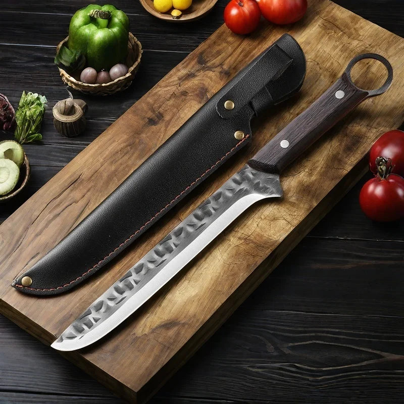Handmade Forged Boning Knife – Stainless Steel & Wood Handle