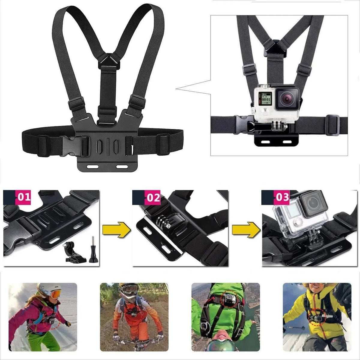 Action Camera Chest Strap Mount – GoPro & Universal Fit