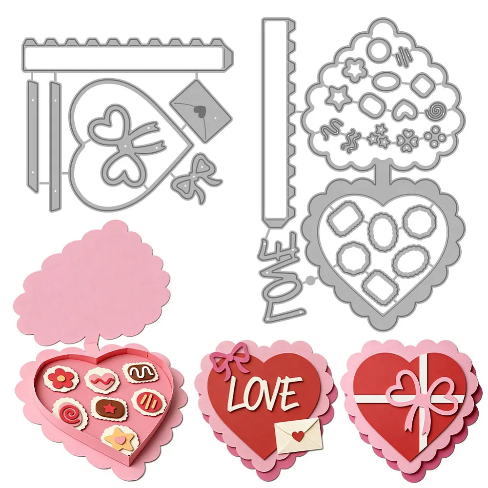 Heart Carbon Steel Cutting Dies – 2pc Scrapbooking Stencil Set