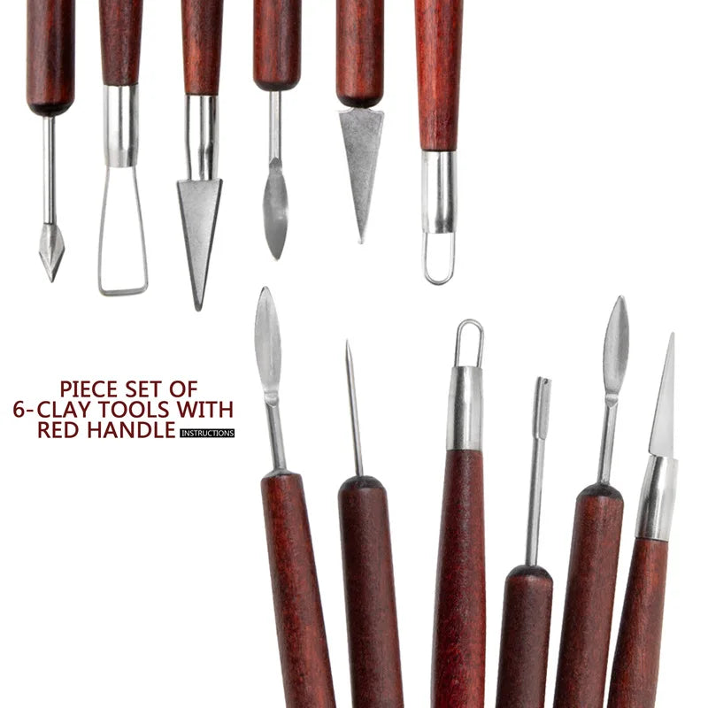 Bview Art 6-Piece Pottery Tools Clay Sculpture Carving Knife Figurine
