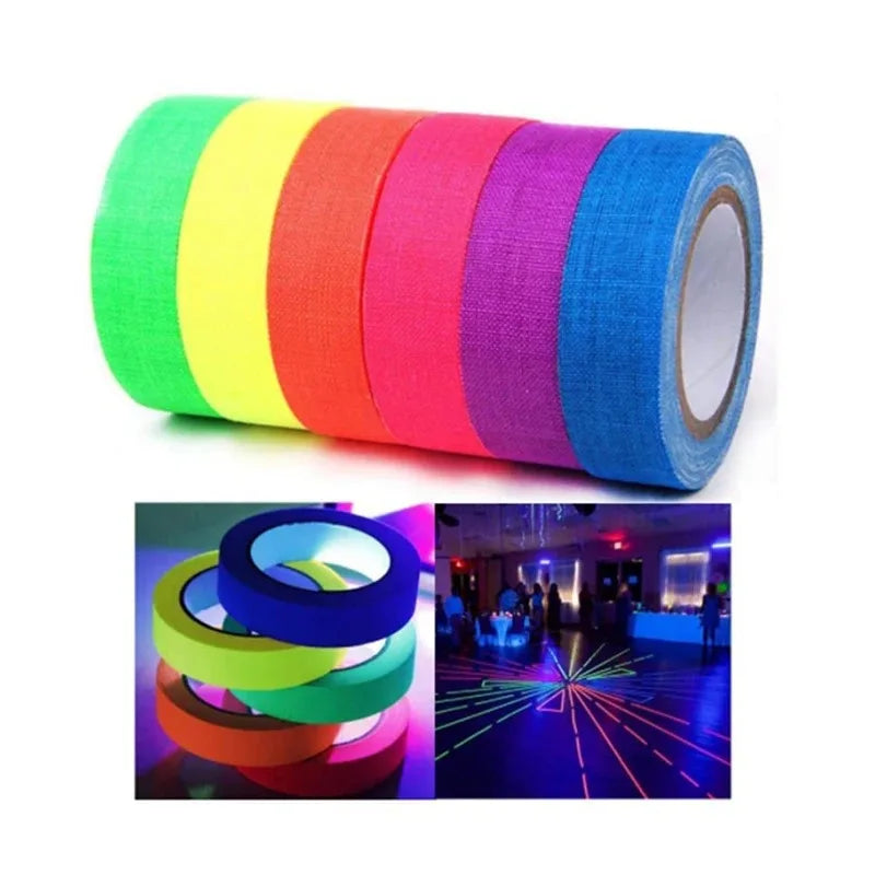 6-Color Neon UV Blacklight Tape Set – Fluorescent Party Tape