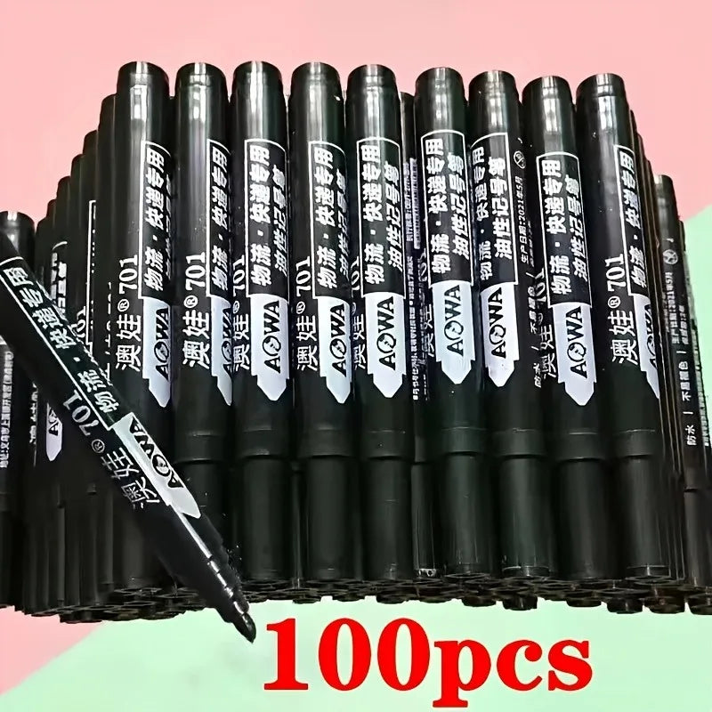 100-Piece Permanent Marker Set | Oil-Based Waterproof Quick-Dry