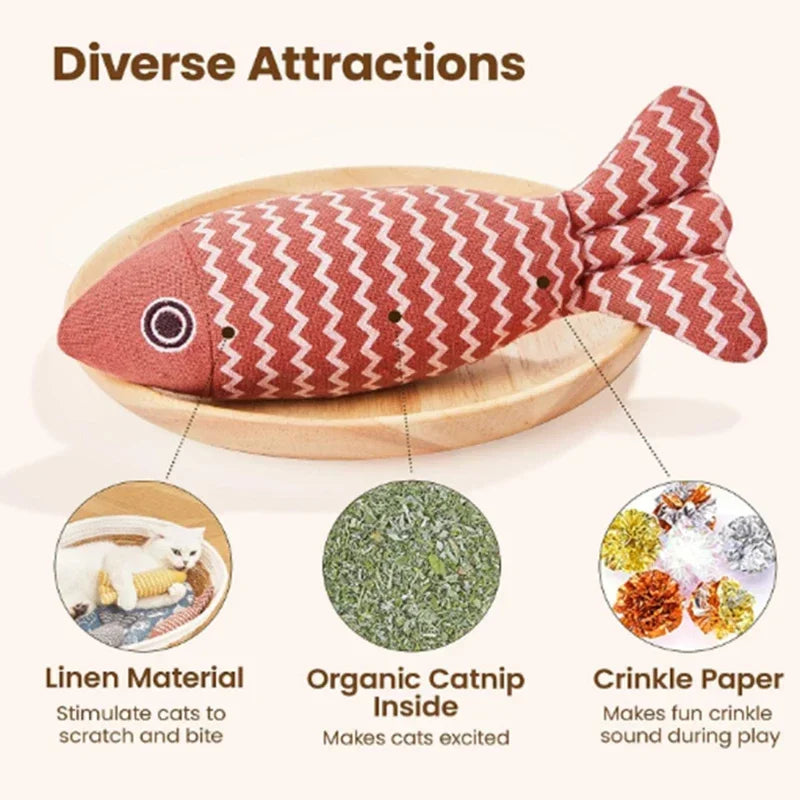 Cat Catnip Fish Toy – Bite-Resistant Sisal Teething Stick