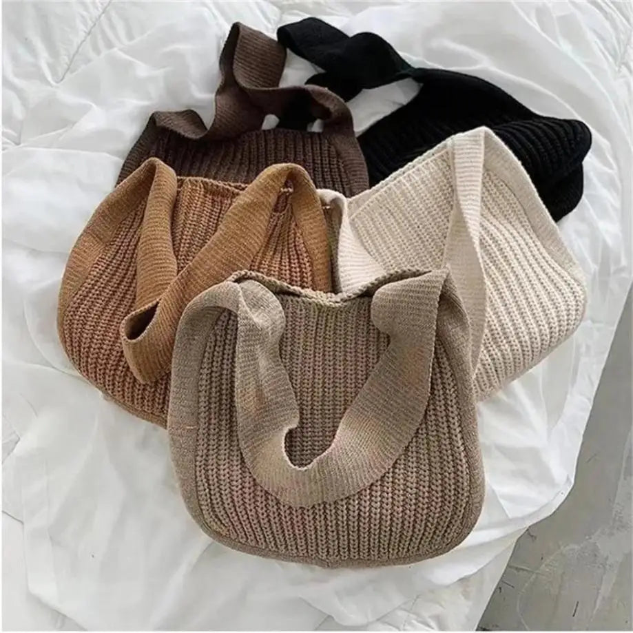 Women's Large Crochet Tote Bag – Hollow Woven Shoulder Handbag