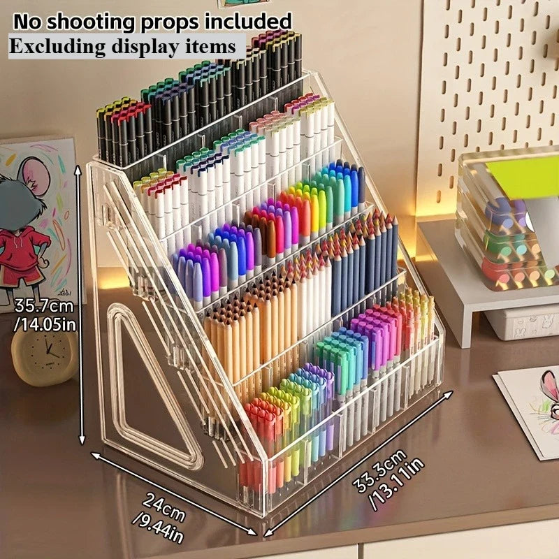 Large Capacity Pen Holder – Multi-Compartment Desk Organizer