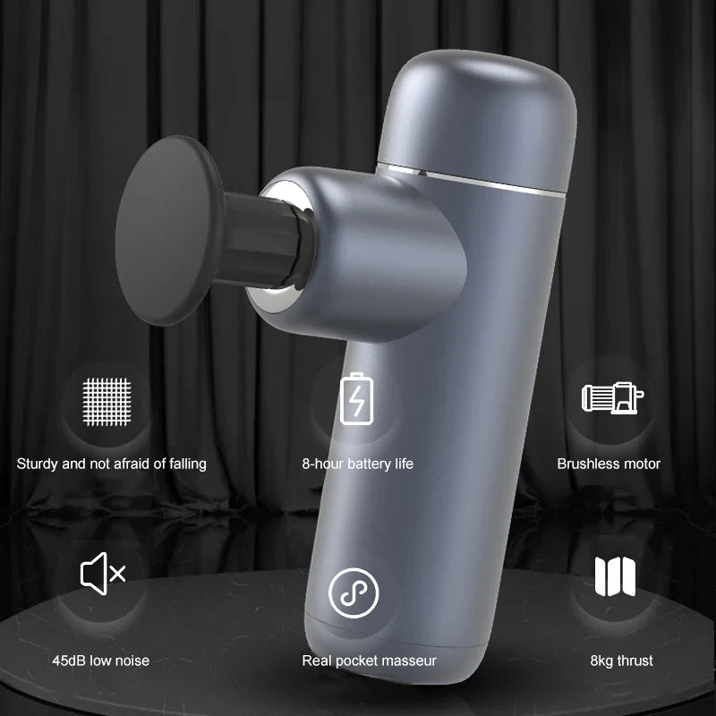 Portable Mini Massage Gun – Aluminium Alloy Fascia Gun, 4 Heads