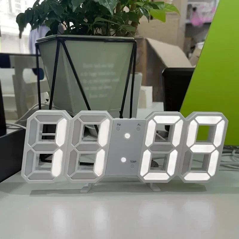 3D LED Digital Wall & Desk Clock – Alarm & Auto Brightness