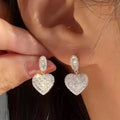 Huitan Heart Dangle Earrings | Cubic Zirconia Drop Pendants