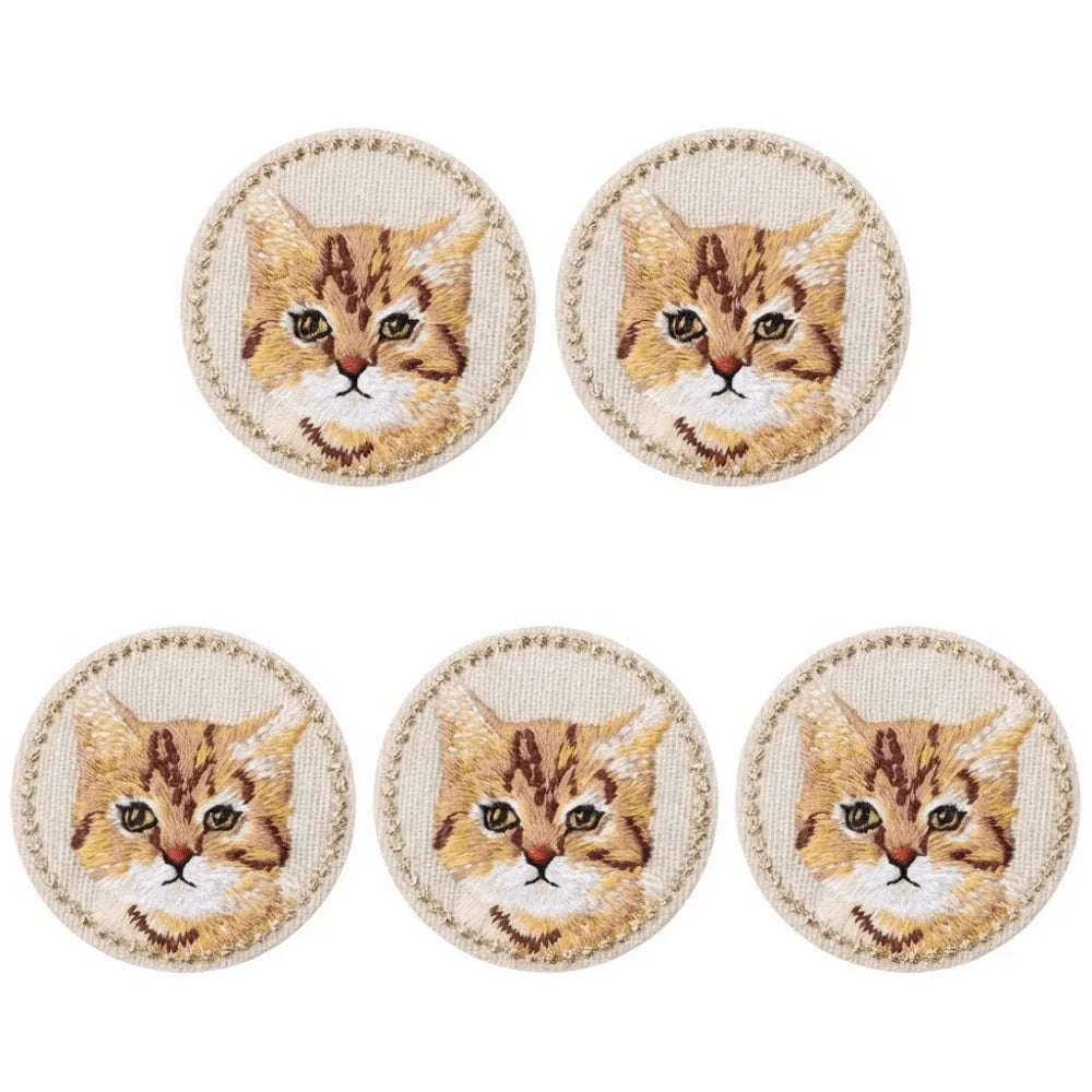 5pcs Cat Iron-On Embroidered Patches | DIY Clothes Appliqués