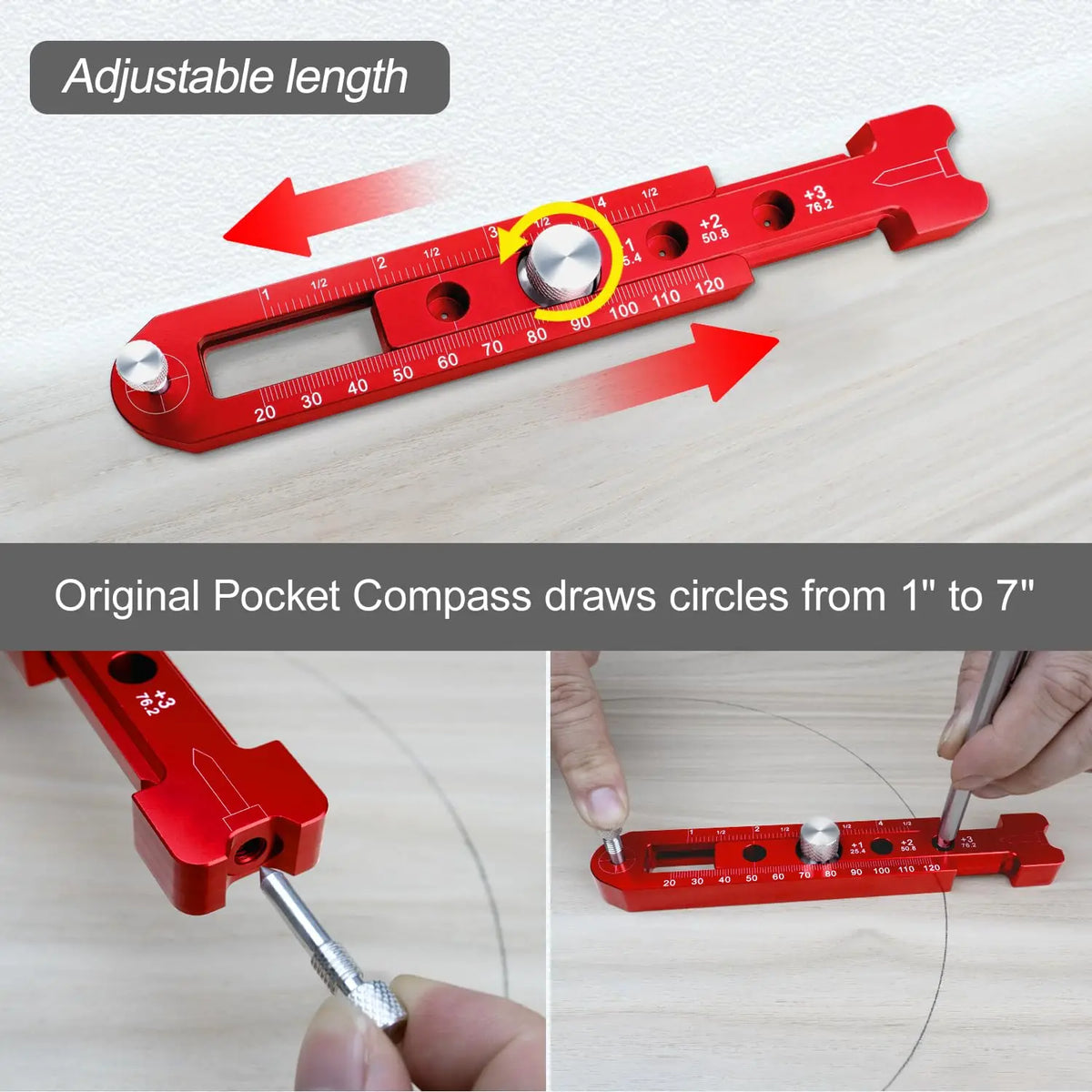 Adjustable Metal Circle Drawing Ruler – Woodworking Compass
