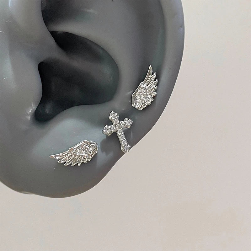 Vintage Angel Wings Stud Earrings – Punk Couple Jewelry Gift