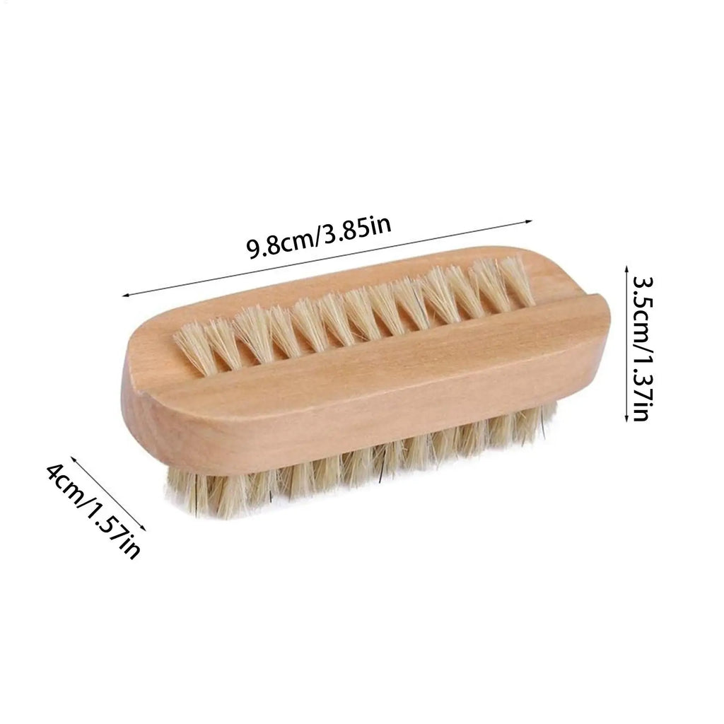 Double-Sided Wooden Nail Brush – Natural Boar Bristle Cleaner