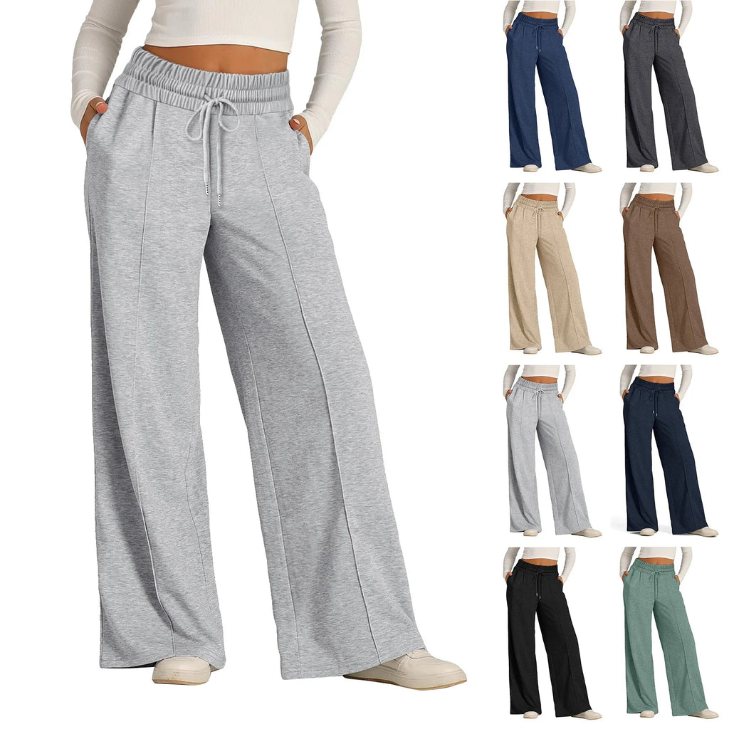 Women's Fleece Lined Wide Leg Sweatpants – High Waist Joggers