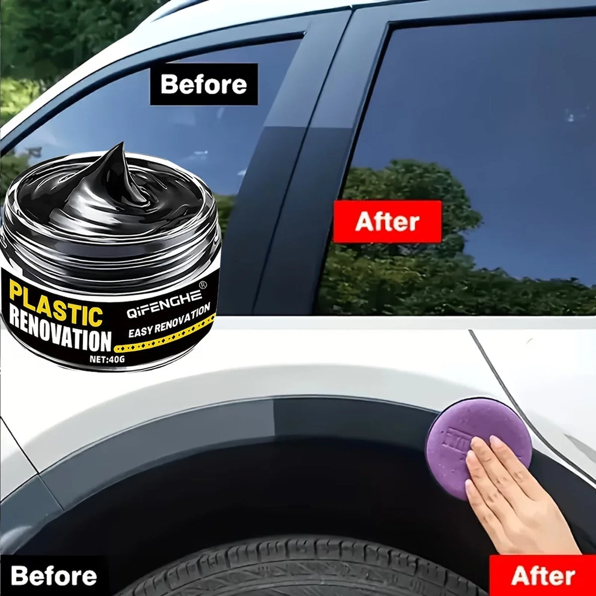 Glossy Black Paste for Car Trim & Interior – Anti-Fade, 40g
