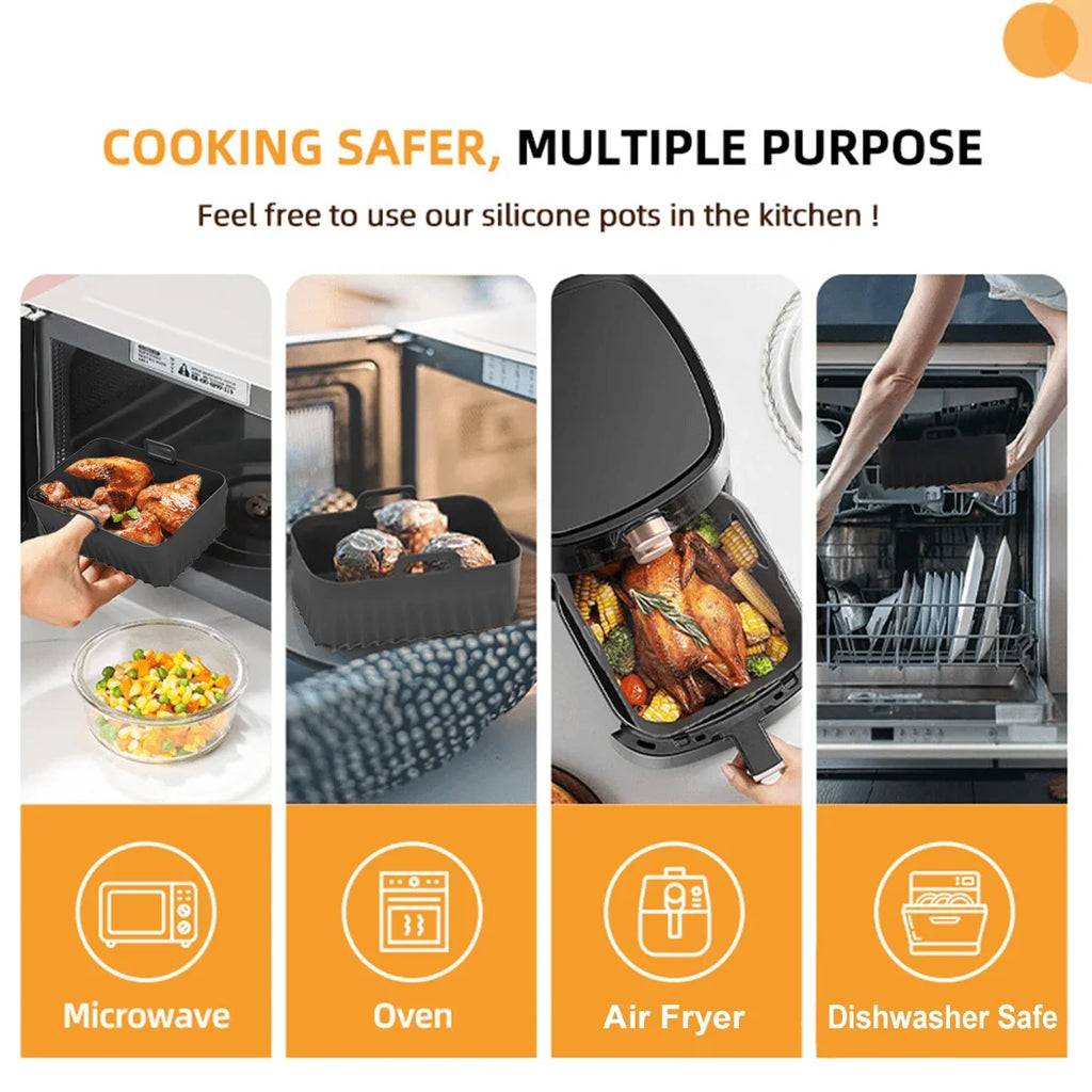 Leeseph Air Fryer Silicone Liners Reusable Non-stick Pot Oven Liner