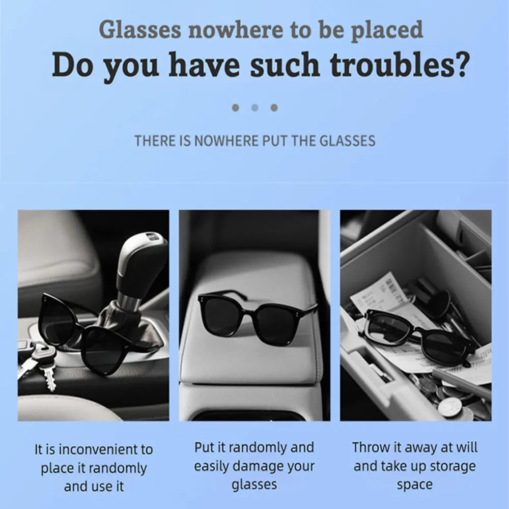 Car Sun Visor Glasses Holder – Press-Open Eyeglass Case
