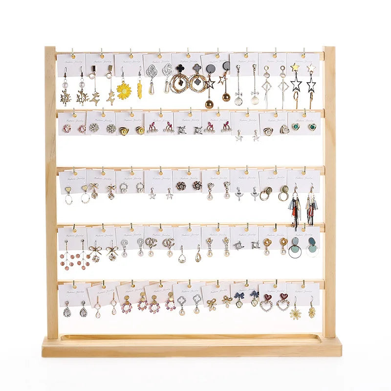 Solid Wood Earring Holder & Multi-Tier Jewelry Display Stand