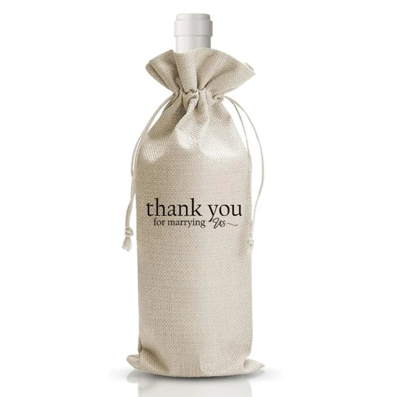 Thank You for Marrying Us Drawstring Wine Bag | Wedding Gift
