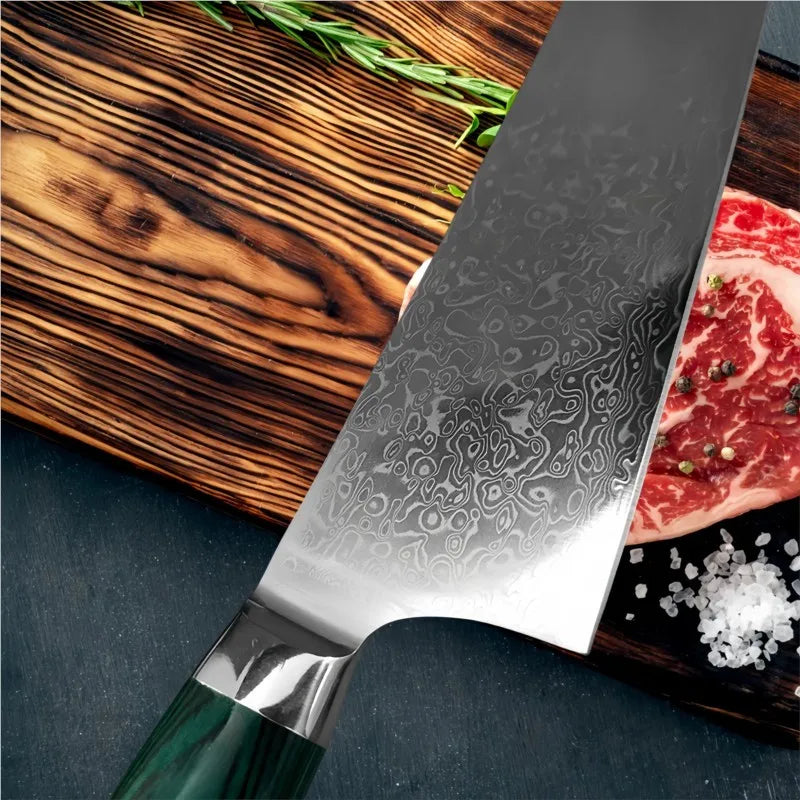 Damascus Steel Nakiri Knife – Full Tang Chef Kitchen Knife