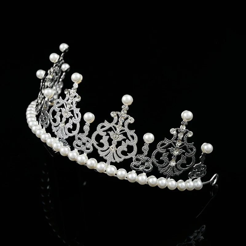 Pearl Crown Half Cake Decoration Flower Ornaments Children's Hair