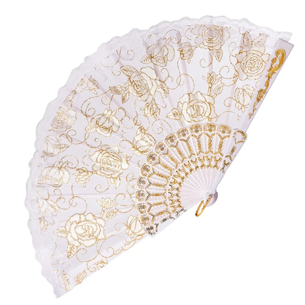 23 Colors Lace Cloth Spanish Fabric Silk Folding Hand Held Dance Fan